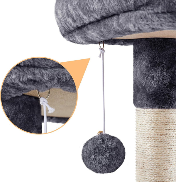 Yaheetech 34.5In Scratching Post, Cat Scratchers for Indoor Cats and Kittens, Multifunctional Activity Post W/Sisal Rope＆Dangling Ball＆Large Condo, Dark Gray5