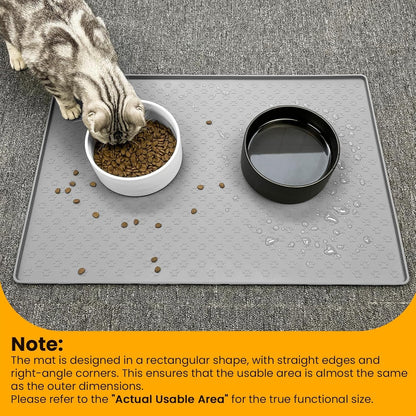 Ptlom Pet Placemat for Dog and Cat, Mat for Prevent Food and Water Overflow, Suitable for Small, Medium and Big Pet, 18" 12", Grey, Silicone5