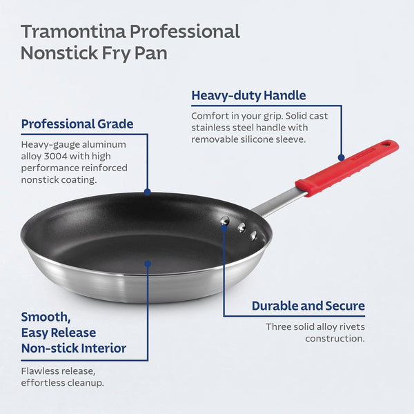 Professional 12-Inch Non Stick Large Frying Pan | Heavy-Gauge Aluminum Skillet with Reinforced Nonstick Coating, Red Handle, Dishwasher and Oven Safe, Made in Brazil3