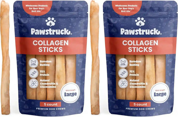 Pawstruck Natural Large 12" Beef Collagen Sticks for Dogs – Long-Lasting Rawhide Alternative, High Protein Treats with Chondroitin & Glucosamine – 5 Pack11