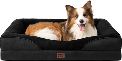 EHEYCIGA Orthopedic XL Dog Bed for Large Sized Dog, 42X30 Inch Extra Large Memory Foam Dog Couch Bed with Sides, Waterproof Liner & Washable Removable Cover, Bolster Pet Sofa, Grey29