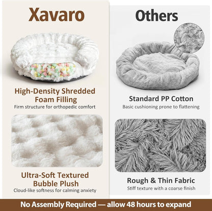 Dog Bed Couch Sofa for Small Medium Dogs Cats 30X30X9 round White | round Plush, Orthopedic, Washable, Removable Cover, Anxiety Relief4