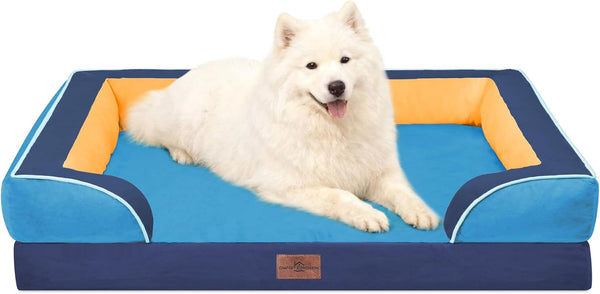 Comfort Expression Orthopedic Dog Bed for Extra Large Dogs with Bolster | Waterproof Dog Couch Bed with Washable Cover & Non-Slip Bottom, Supportive Egg Crate Foam XL Pet Bed, 42X30 Inch138