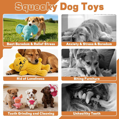 6 Pack Squeaky Dog Toys, Durable Stuffed Plush Chew Toys, Tough Plush Animal Dog Toys for Small Medium Large Dogs, Keep Dogs Busy, Premium Interactive Chew Toys for Puppies & Adult Dogs7