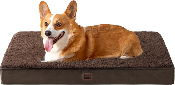 EHEYCIGA Orthopedic Dog Bed Large with Removable Washable Cover,Grey,41X27 | Egg Crate Foam Support,Durable Oxford Fabric,Non-Slip Bottom,Machine Washable,Soft Waterproof Plush Pet Bed Mat for Crate31