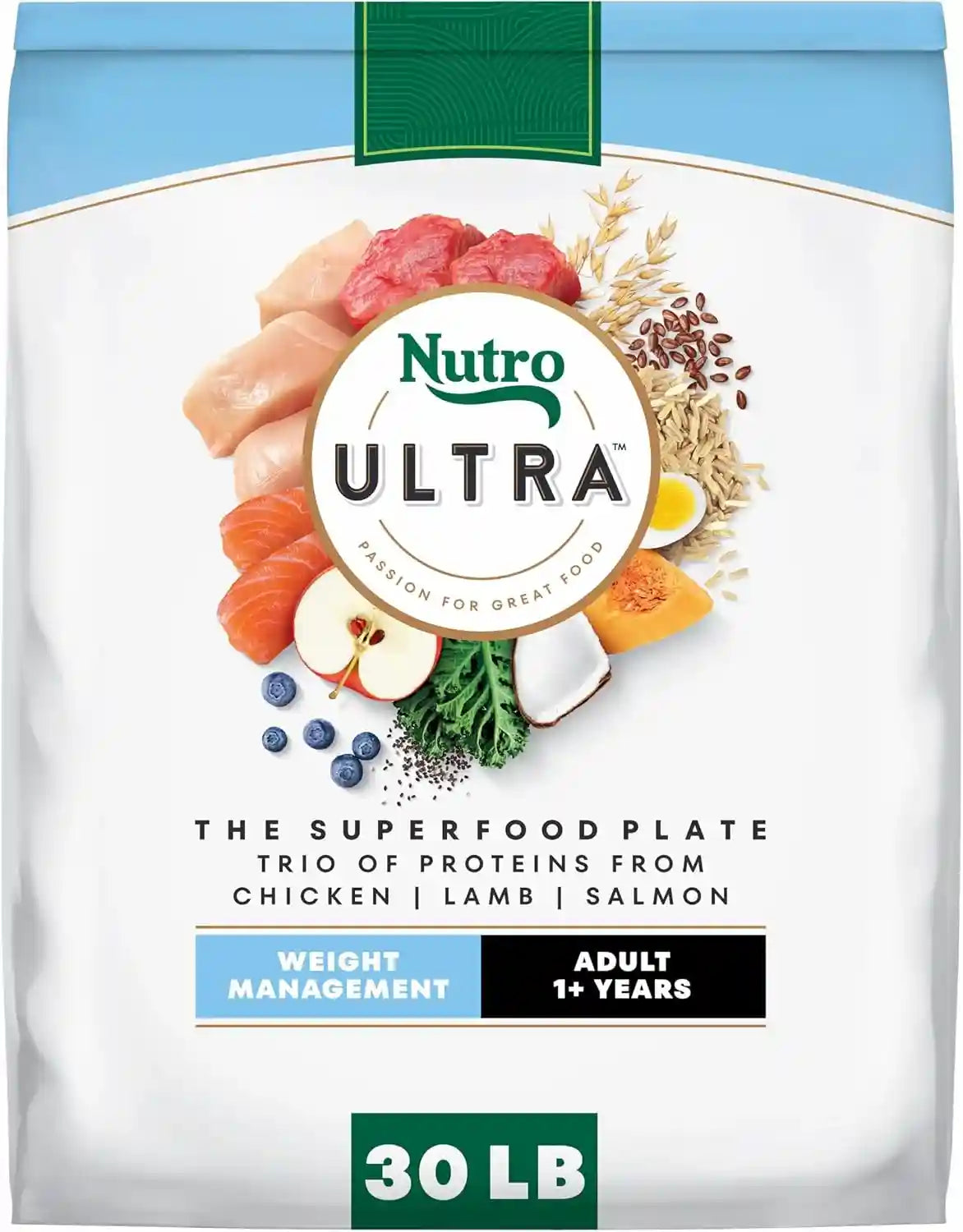 nutro-ultra-weight-management-dry-dog-food-chicken-lamb-salmon-30-lb-non-gmo-tailored-protein-fat-for-weight-loss-14-superfoods-essential-antioxidants-no-corn-wheat-or-soy-omega-3-6