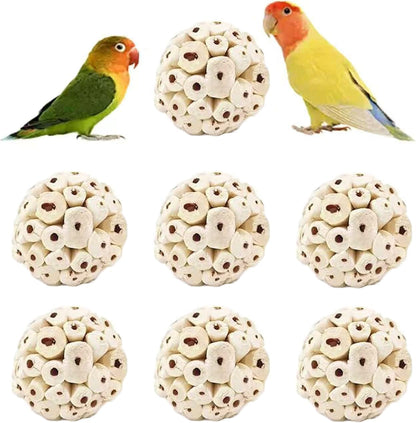 LWINGFLYER 6 Pieces Sola Atta Ball Parrot Biting Toy Bird Chew Accessories Natural Sola Plant Material for Birds, Rabbits, Hamsters and Small Pets.1