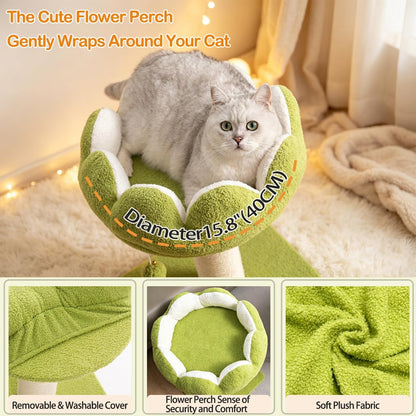 Flower Cat Scratching Post for Indoor Cats Scratcher with Bed | Comfortable & Removable Perch, Cute Cat Tree with Dangling Ball, Sisal Scratching Post, Simple Assembly & Stability3