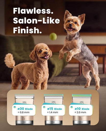 Oneisall Dog Grooming Clippers with LED Display for Dogs & Cats | Low Noise Quiet,2-Speed,Cordless Rechargeable,Fast Charge,Detachable,Waterproof,Battery Level Display, Model X2,Gold4
