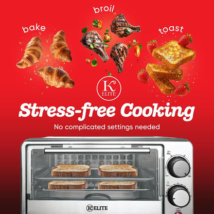 Toaster Oven, Compact Countertop Appliance with Bake Tray, Wire Rack, Adjustable Timer, and Temperature Control, Black3