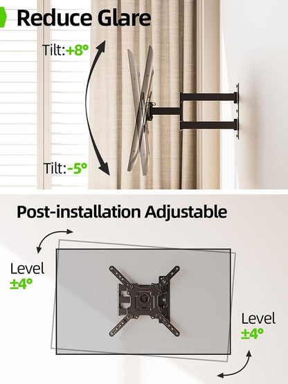 TV Wall Mount for Most 26-60 Inch Tvs up to 77 Lbs, Full Motion Wall Mount TV Bracket with Swivel Tilt Single Stud Design for Corner, Max VESA 400X400Mm Fit Most 32 40 42 43 50 55 60 Tvs6