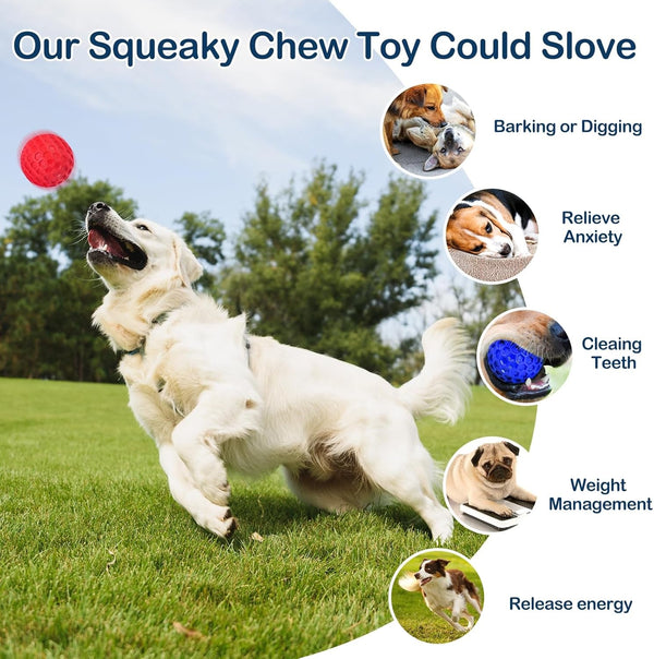 2 Pack Indestructible Squeaky Dog Balls for Aggressive Chewers, Interactive Dog Toys for Teething, Relieving Anxiety. Chew Toy for Large, Medium Breeds, Outdoor Rubber Balls.5
