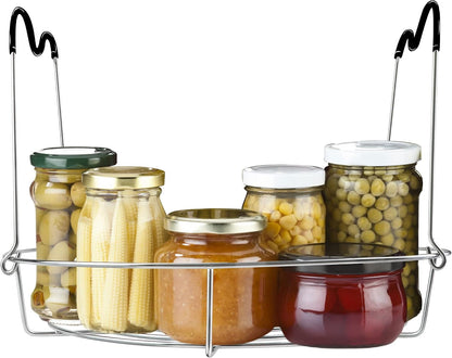 12In Stainless Steel Canning Rack with Contour Handles, Holds 7 Pint or 6 Quart Jars in Pressure Canner Pot6