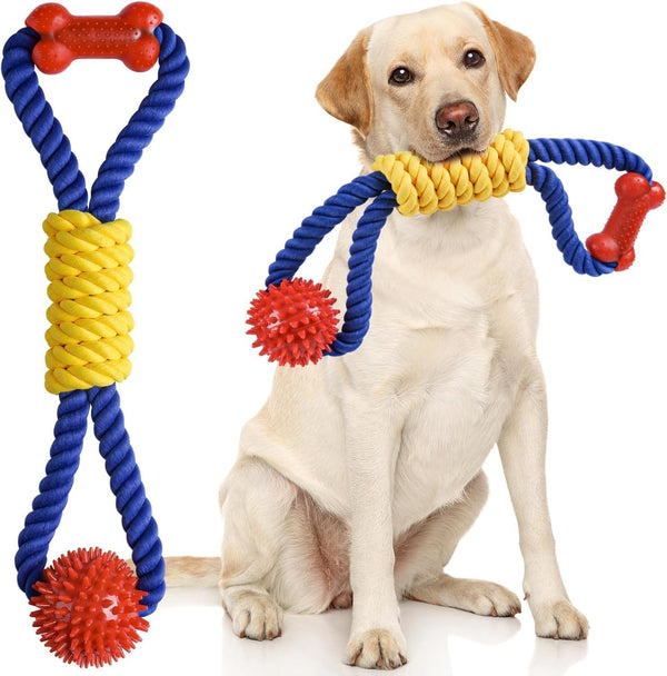 Aitmexcn Interactive Dog Rope Toys Tug of War, Tough Dog Toys for Large, Medium & Small Dogs, 100% Cotton Chew Toys for Boredom, Pull Ball Rope Teeth Cleaning1