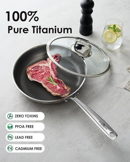 12" Titanium Pans for Cooking,Non-Stick,Dishwasher Safe | Pfas/Pfoa/Ptfe-Free,Easy Cleanup,Induction Compatible for All Stovetops,Includes Lid4