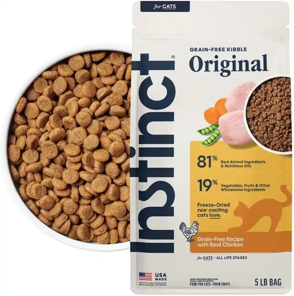 Instinct Original Dry Cat Food, Raw Coated Kibble, Real Chicken, 5 Lb. Bag | Raw-Coated Kibble with Cage-Free Chicken for Strong Muscles, Digestive Health, and Healthy Skin & Coat, Grain-Free1