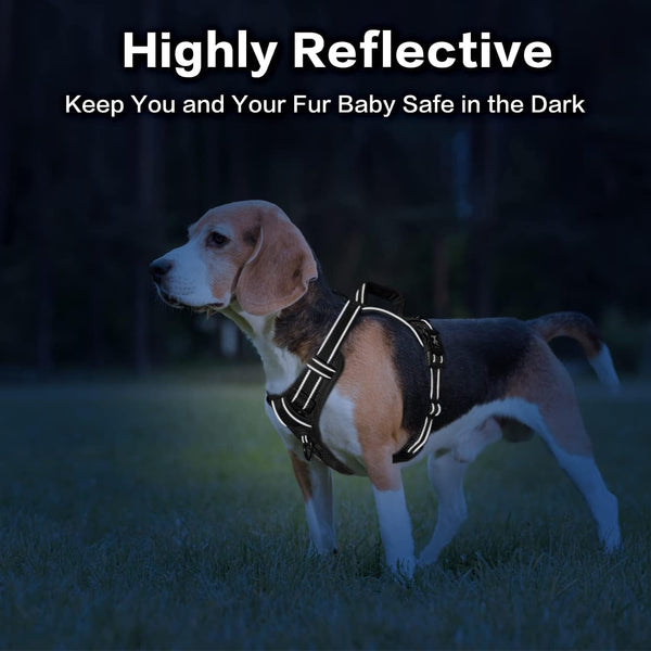 Poypet No Pull Dog Harness, No Choke Front Clip Reflective Dog Vest with Soft Padded Vertical Handle, 3 Leash Attachments for Small Medium Large Dogs (Black,Xl)6