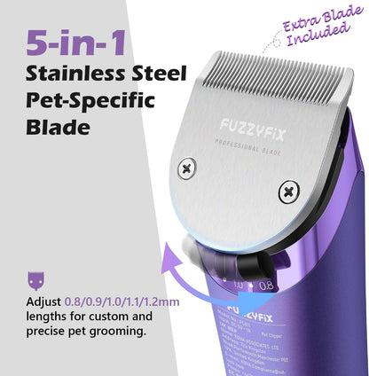 Professional Dog Grooming Clipper with 5-In-1 Replacement Blade | Adjustable Blade Cordless Pet Grooming Kit 2 Speed Trimmer Hair Shaver with Detachable Metal Combs Nova for Animal Horse4