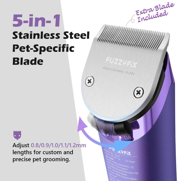 Professional Dog Grooming Clipper with 5-In-1 Replacement Blade | Adjustable Blade Cordless Pet Grooming Kit 2 Speed Trimmer Hair Shaver with Detachable Metal Combs Nova for Animal Horse4