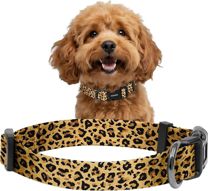 Kazazoo Dog Collar Cute and Soft Nylon Puppy Collar Girl Dogs, Adjustable Purple Dog Collars for Medium Dogs, Purple Flowers-M50