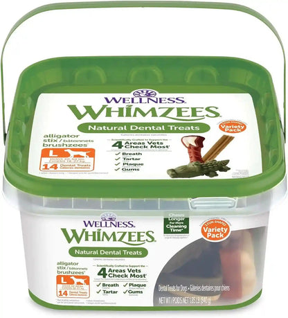Wellness WHIMZEES Value Pack Natural Dog Dental Treat, Chews, Freshens Breath, Large Size, 50.9 Oz Box, 24 Count15