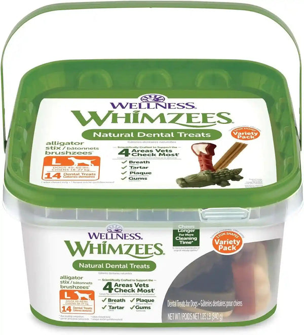 Wellness WHIMZEES Value Pack Natural Dog Dental Treat, Chews, Freshens Breath, Large Size, 50.9 Oz Box, 24 Count15