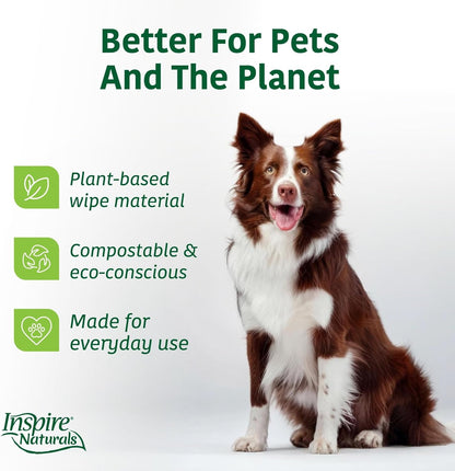 Inspire Naturals Pet Wipes for Dogs and Cats 100% Natural Plant Based with Organic Antioxidants, Dog Wipe Cleaning Deodorizing | Cat Wipes | Puppy Wipes | Dog Wipes for Paws and Butt (200Ct - 4 Pack)7