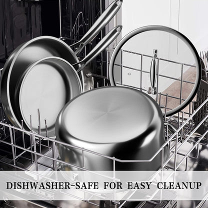 Stainless Steel Cookware Set Pots and Pans Set with Steamer Basket | Non Toxic Induction Cookware, Kitchen Cookware Sets PFOA & PTFE Free, Dishwasher and Oven Safe8