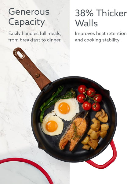 20Pcs Titanium Cookware Set, Pots and Pans Set Detachable Handle | Non-Stick, Non-Toxic, Induction Compatible, Dishwasher & Oven Safe, Space Saving, Camping Cooking, Red4
