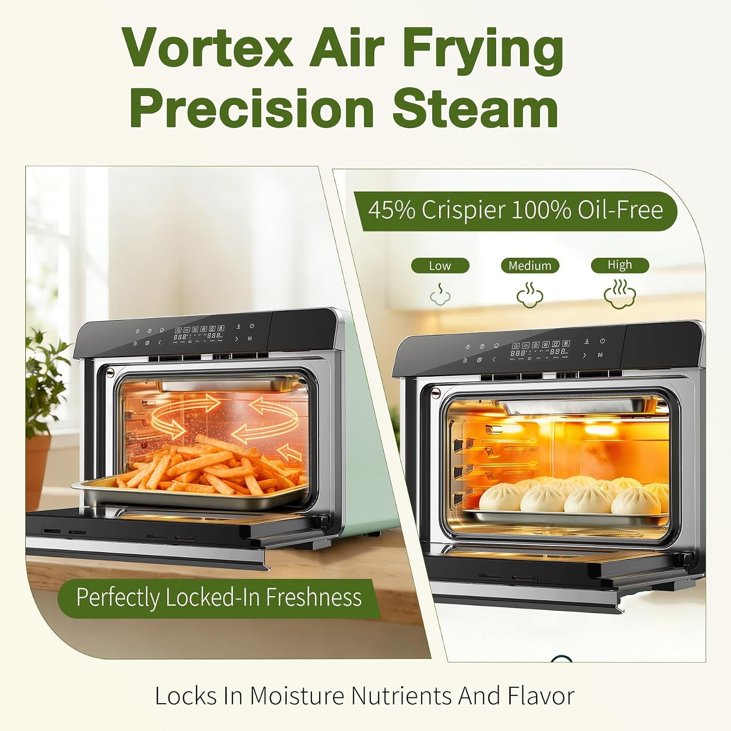 toaster-air-fryer-combi-oven-countertop-steam-oven-14-in-1-with-convection-steam-roast-bake-multi-stage-cooking-self-clean-7-modes-30-built-in-recipes-for-kitchen-pizza-baking-green
