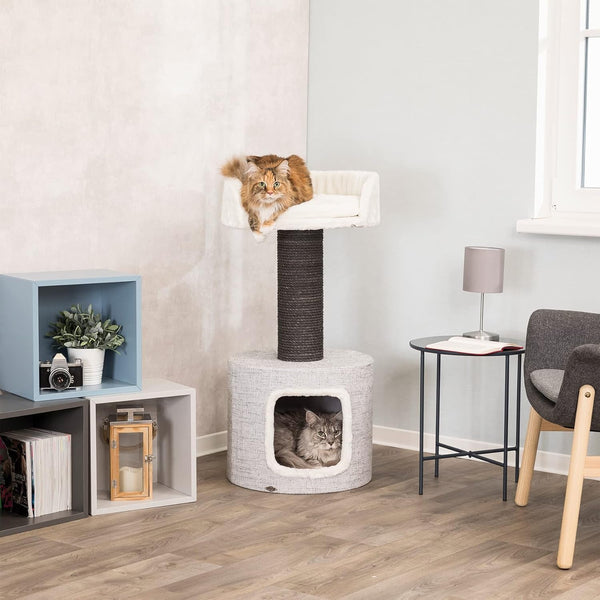 Trixie Fonda Cat Scratching Post 39 Inch - Cat Scratcher with Soft Fabric Covering Base and Durable Sisal Rope - for Large Cats with Condo Base and Platform - in Gray3
