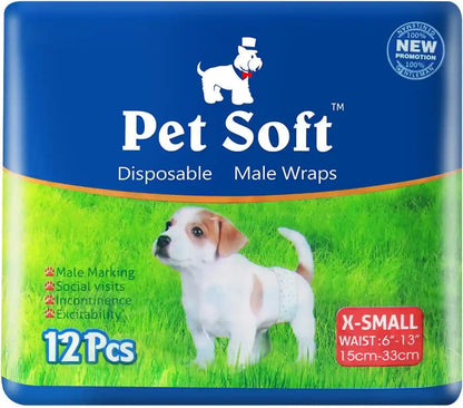 Pet Soft Disposable Male Wrap Dog Diaper,12Pcs,Xs1