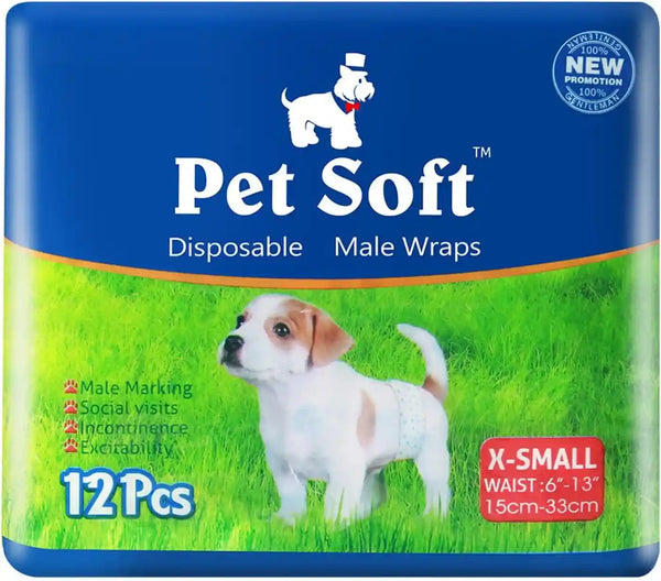 Pet Soft Disposable Male Wrap Dog Diaper,12Pcs,Xs1