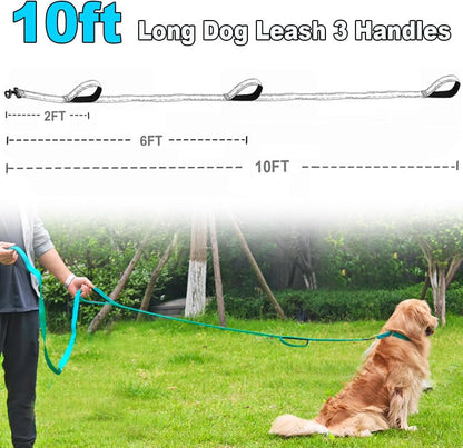 3 Handle Dog Leash 10FT Triple Handle Reflective Large Medium Dog | Multi Handles Heavy Duty Training Lead with Padded Traffic Handles for Control and Safety2
