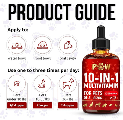 Liquid Multivitamin for Dogs with Glucosamine – Help with Allergies & Utis – Dog Vitamins and Supplements – Cat Multivitamin for Hips & Joints – B, C & D3 for Coat Shining & Digestion – 2 Oz5
