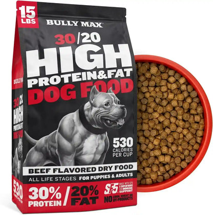 Bully Max Dry Dog Food for Adults & Puppies - High Protein & Fat for Muscle & Weight Gain - High Performance Dog Food Supplements - Small & Large Breed Dogs (535 Calories per Cup), Chicken, 15Lb Bag13