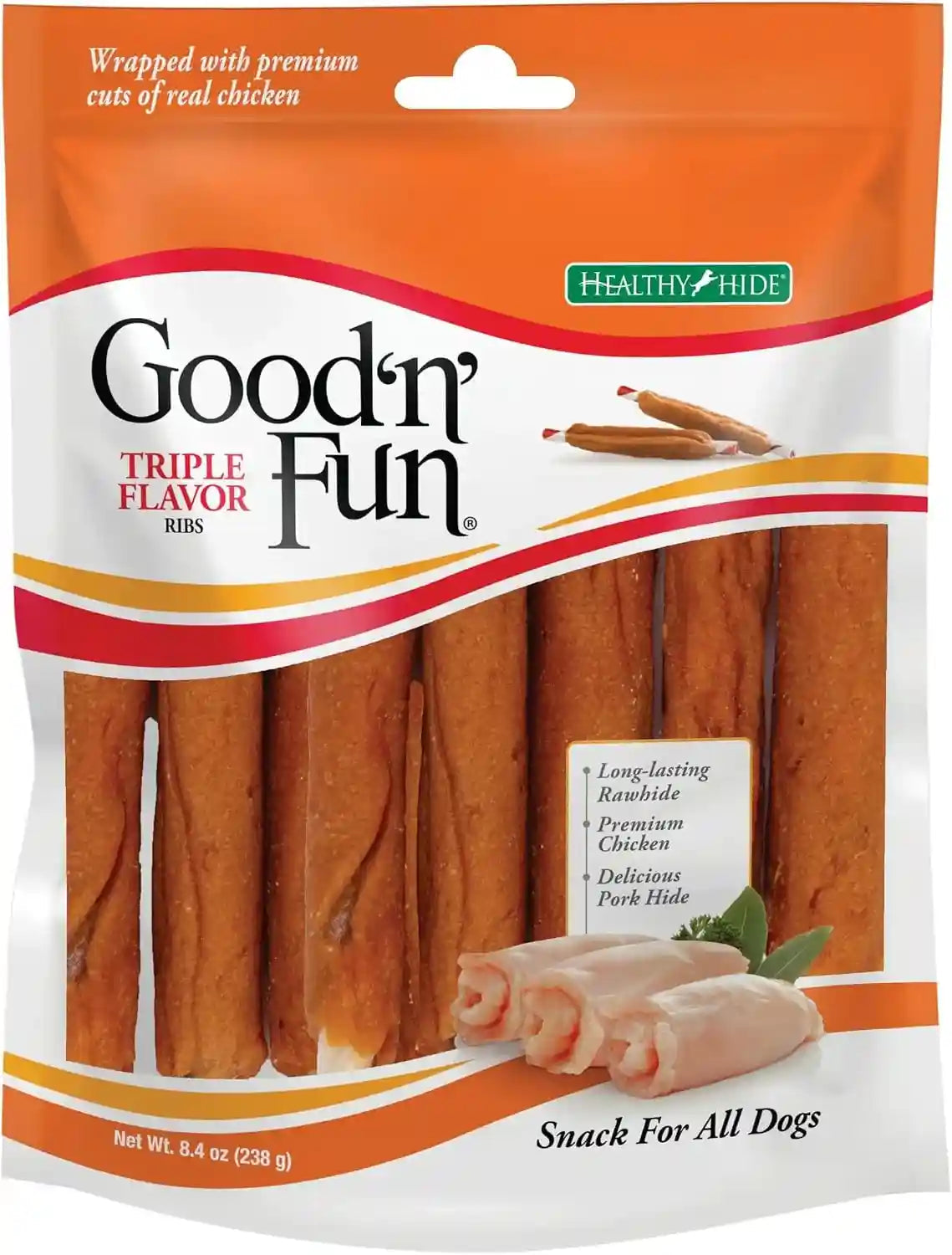 good-n-fun-triple-flavor-ribs-chews-for-all-dogs-treat-your-dog-to-long-lasting-chews-made-with-beef-hide-chicken-and-pork-hide-12-oz