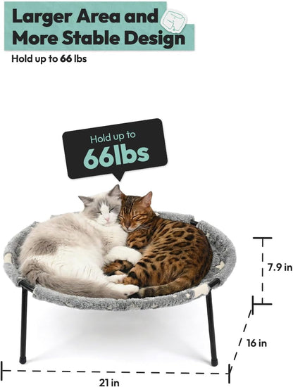 Elevated Cat Bed, Glow-In-The-Dark Fabric Cat Hammock Bed for Large Indoor Cats, Machine Washable & Breathable Cover, Tool Free Easy Assembly, up to 66Lbs (Gray, L)6