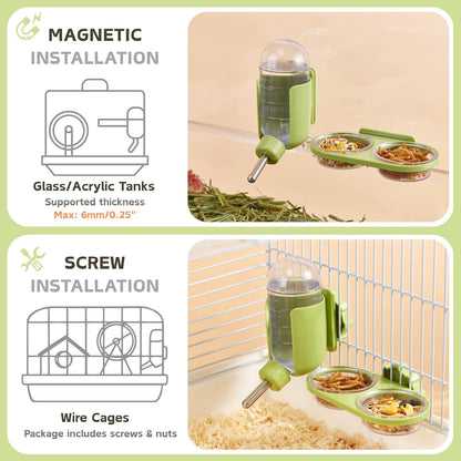 Magnetic Reptile Feeding Ledge with 2 Pack Plastic Bowls Food Feeder Water Dish for Crested Gecko Dwarf Hamster(Gray, Magnetic-Mounted)9