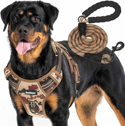 Beebiepet Heavy Duty Tactical Dog Harness for Small Dogs, No Pull Adjustable Pet Harness Reflective Service Training Easy Control Pet Vest Military K9 Working Dog Harnesses- Large, Brown10
