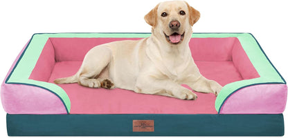 Comfort Expression Orthopedic Dog Bed for Extra Large Dogs with Bolster | Waterproof Dog Couch Bed with Washable Cover & Non-Slip Bottom, Supportive Egg Crate Foam XL Pet Bed, 42X30 Inch95