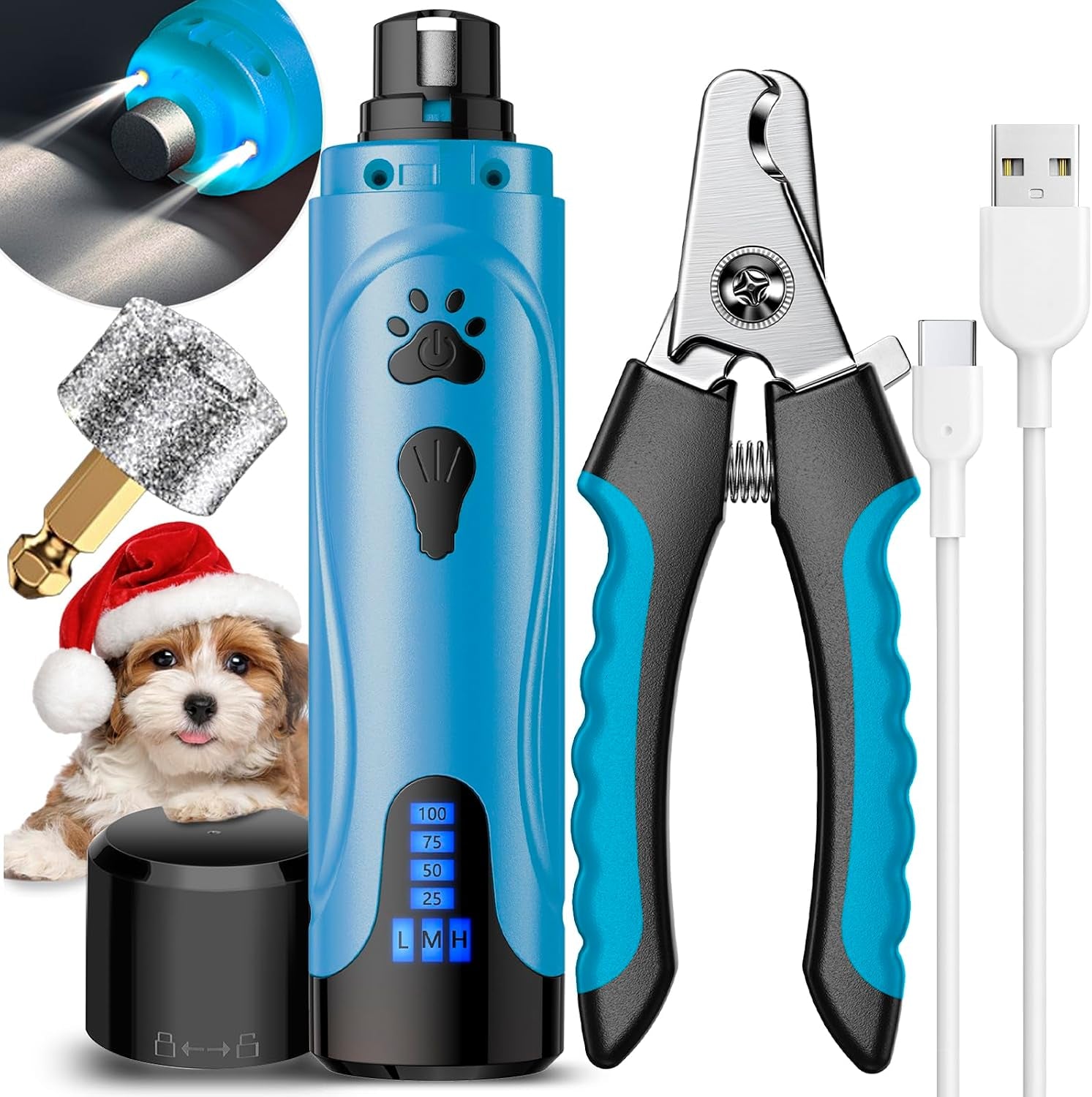 yabife-super-quiet-dog-nail-grinder-clippers-kit-with-2-led-lights-3-speeds-up-to-12-000-rpm-lower-than-30db-electric-pet-nail-trimmer-for-small-medium-large-dogs-and-cats