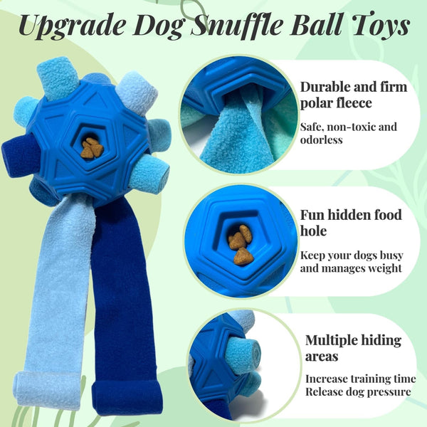 Snuffle Ball for Dog Toys Unbreakable Upgrade Ball Interactive Toy Foraging Snuffle Mat Puppy Treat Dispenser Slow Feeder Dog Puzzle Toys for Small, Medium, Large Pets (Blue)3