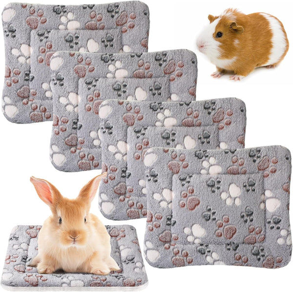 Tuanse 4 Pack Ultra Soft Dog Cat Bed Mat Small Animal Guinea Pig Bed with Cute Print Reversible Fleece Dog Crate Kennel Pad Cozy Washable Thickened Hamster Pet Beds Mat(13 X 19 Inches,Light Gray)16