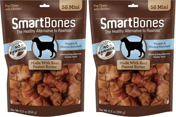 Smartbones Mini Bones with Real Peanut Butter 56 Count, Rawhide-Free Chews for Dogs22