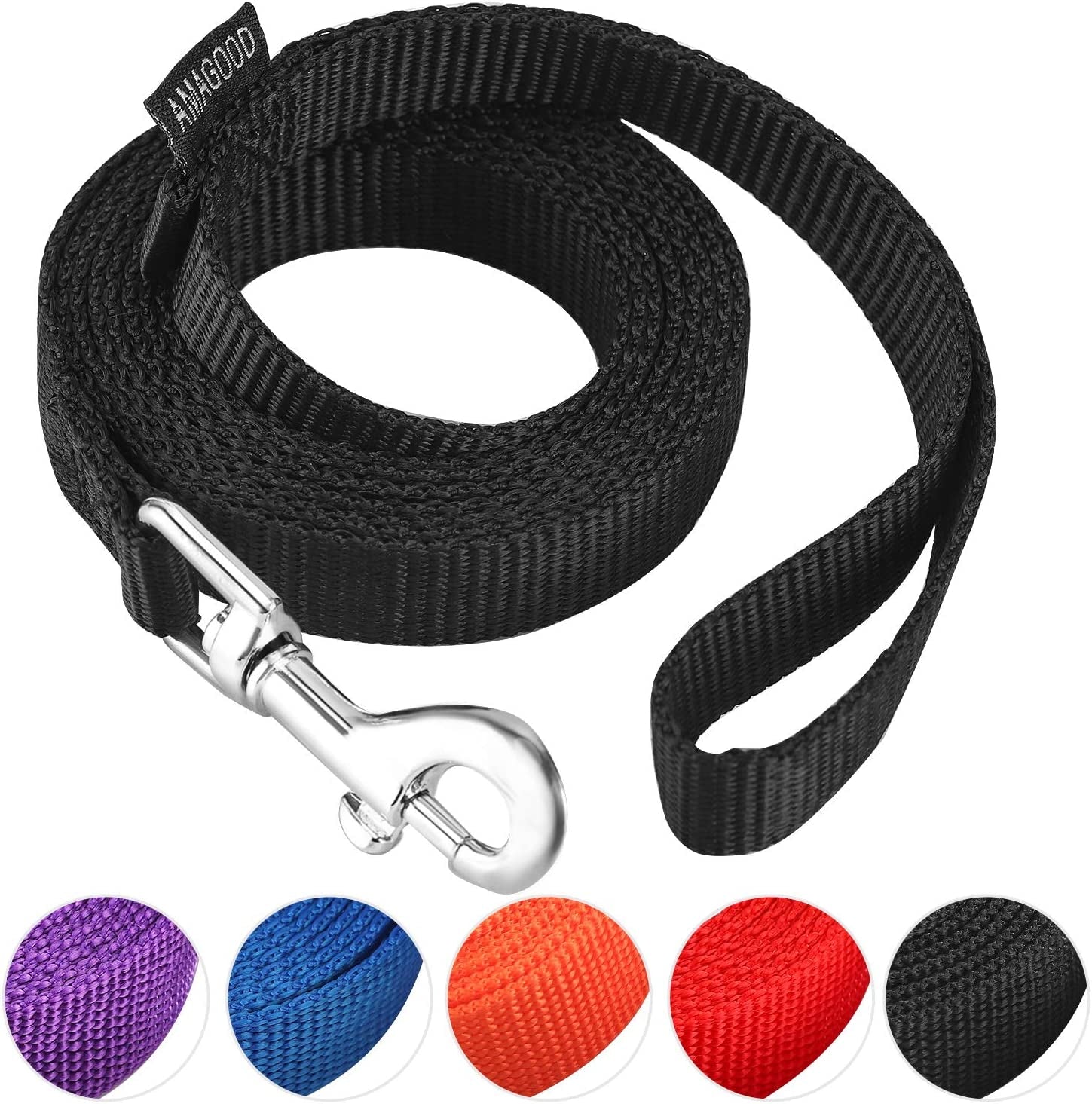 amagood-6-ft-puppy-leash-strong-traditional-style-with-easy-to-use-collar-hook-great-for-small-medium-and-large-dogs-5-8in-x-6-ft-purple
