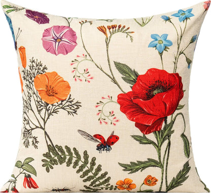 Outdoor Patio Throw Pillow Covers 18X18 Set of 4 Spring Summer Garden Flowers Farmhouse Décor outside Furniture Bench Chair Decorative Cushion Cases for Swing Deep Seat Bed Couch Sofa5