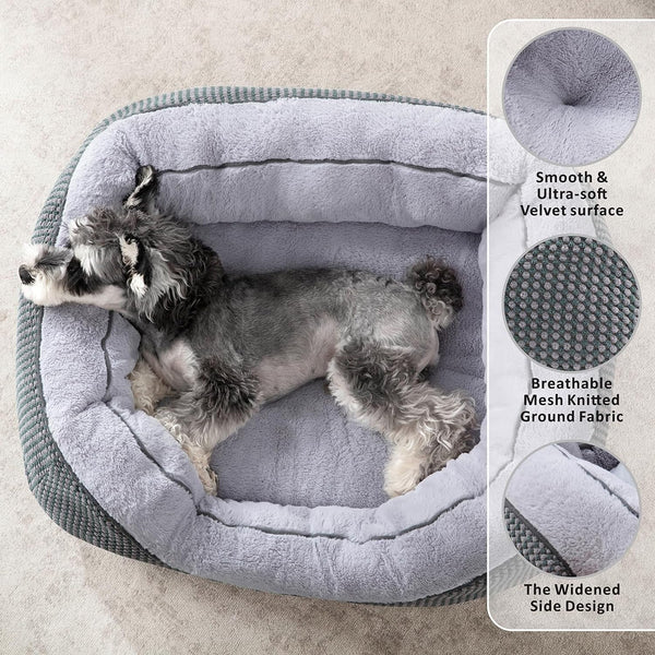 INVENHO Medium Dog Beds for Medium Dogs Washable, Rectangle Dog Bed Medium Size Dog, Orthopedic Dog Bed, Warming Soft Calming Sleeping Puppy Bed Durable Pet Bed with Anti-Slip Bottom M(30"X24"X9")2
