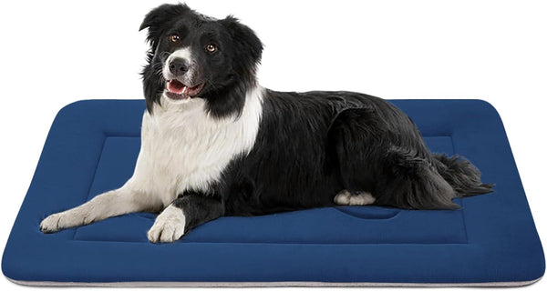Large Dog Bed Soft Dog Crate Pad Mat, 42 in Non-Slip Bottom Washable Dog Sleeping Mattress Pet Beds Cat Bed Kennel Pad, Dark Blue Gray12
