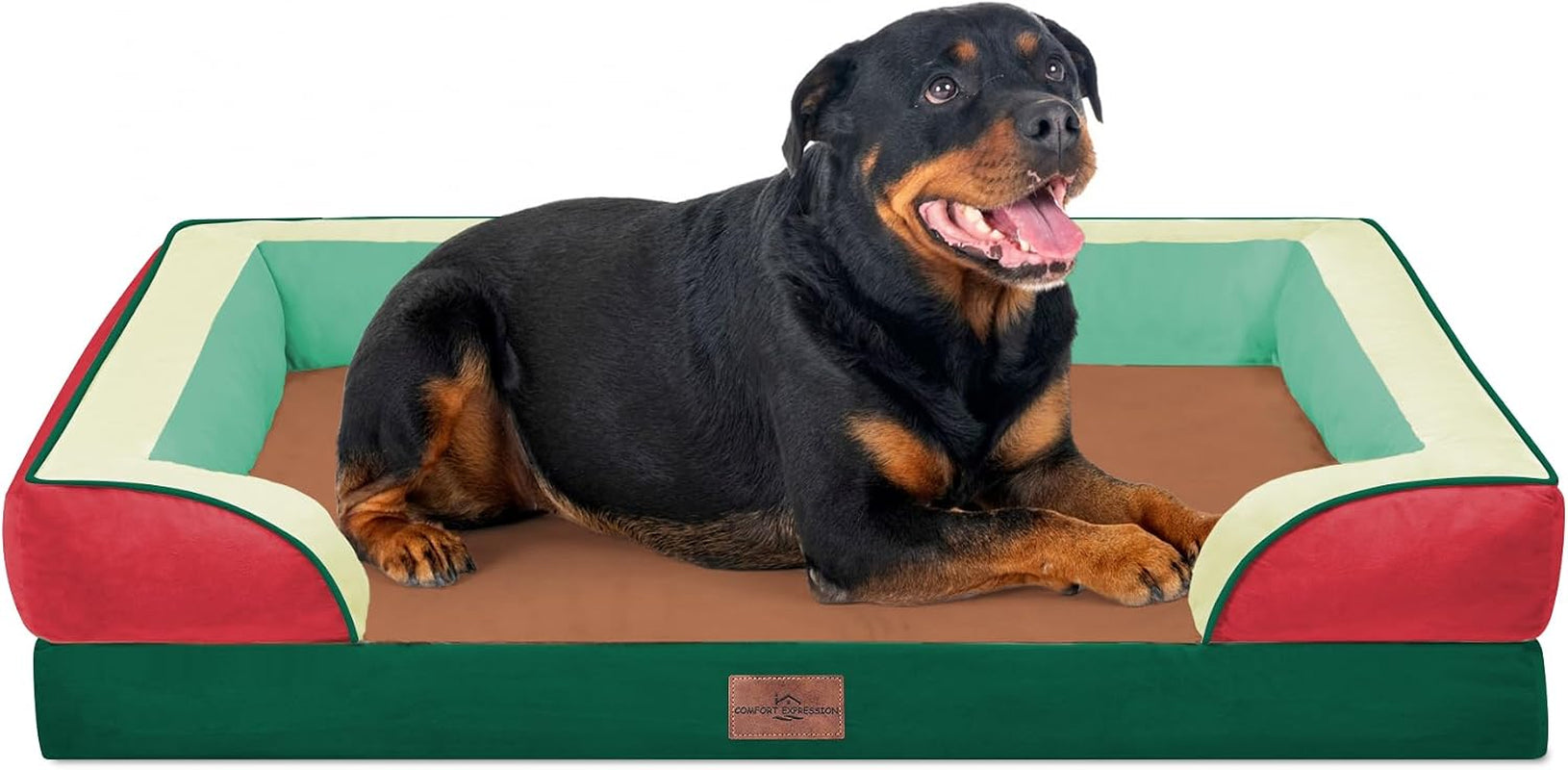 comfort-expression-orthopedic-dog-bed-for-extra-large-dogs-with-bolster-waterproof-dog-couch-bed-with-washable-cover-non-slip-bottom-supportive-egg-crate-foam-xl-pet-bed-42x30-inch